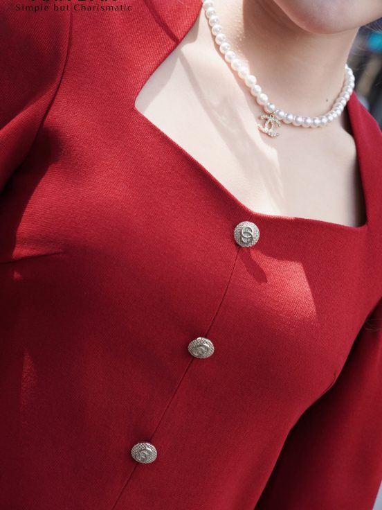 đầm nhung cúc bạc 1=2