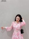 Đầm sơ mi hoạ tiết hồng 4