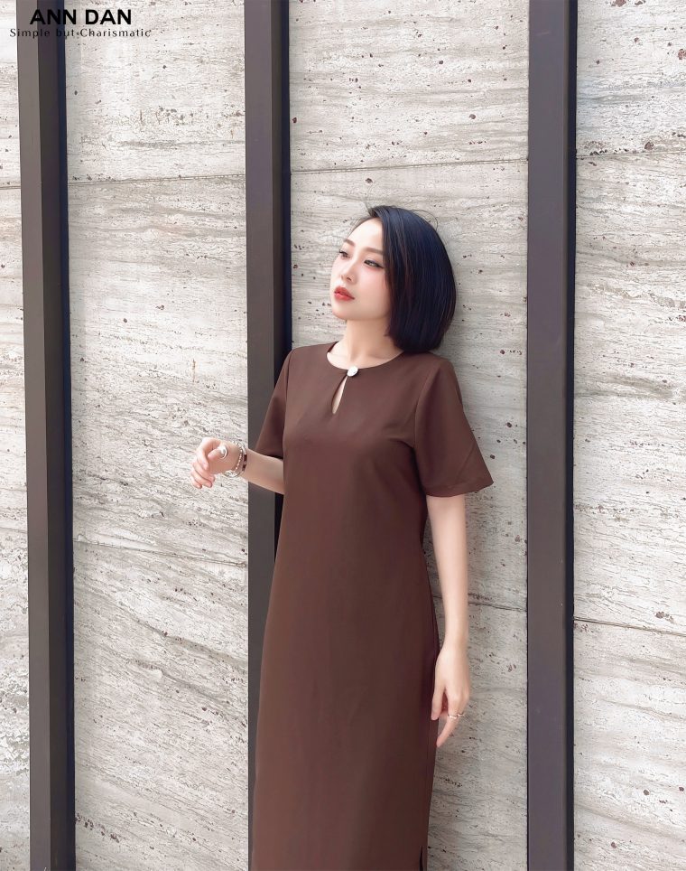 Đầm tuytsi cúc bạc – Nâu 4