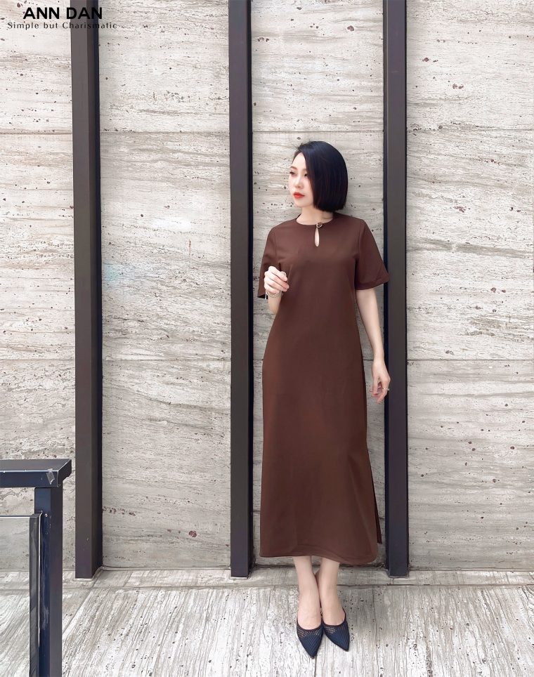 Đầm tuytsi cúc bạc – Nâu 4