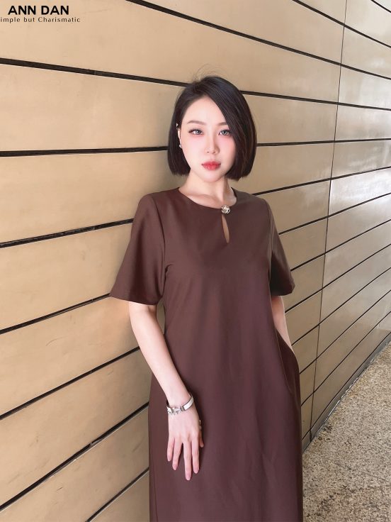 Đầm tuytsi cúc bạc – Nâu