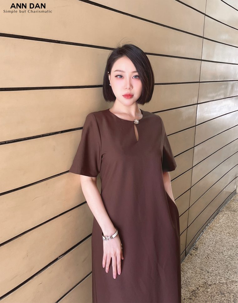 Đầm tuytsi cúc bạc – Nâu