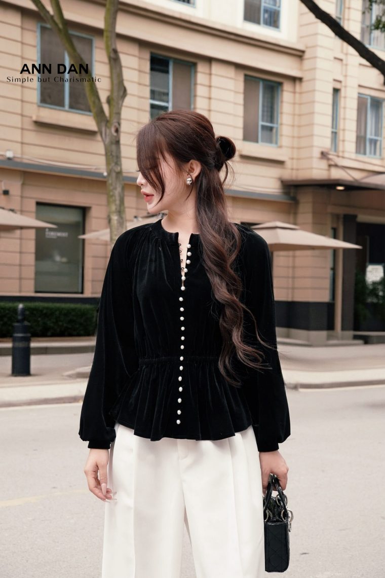 áo nhung tay bồng