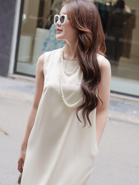 Đầm lụa ngọc trai - be