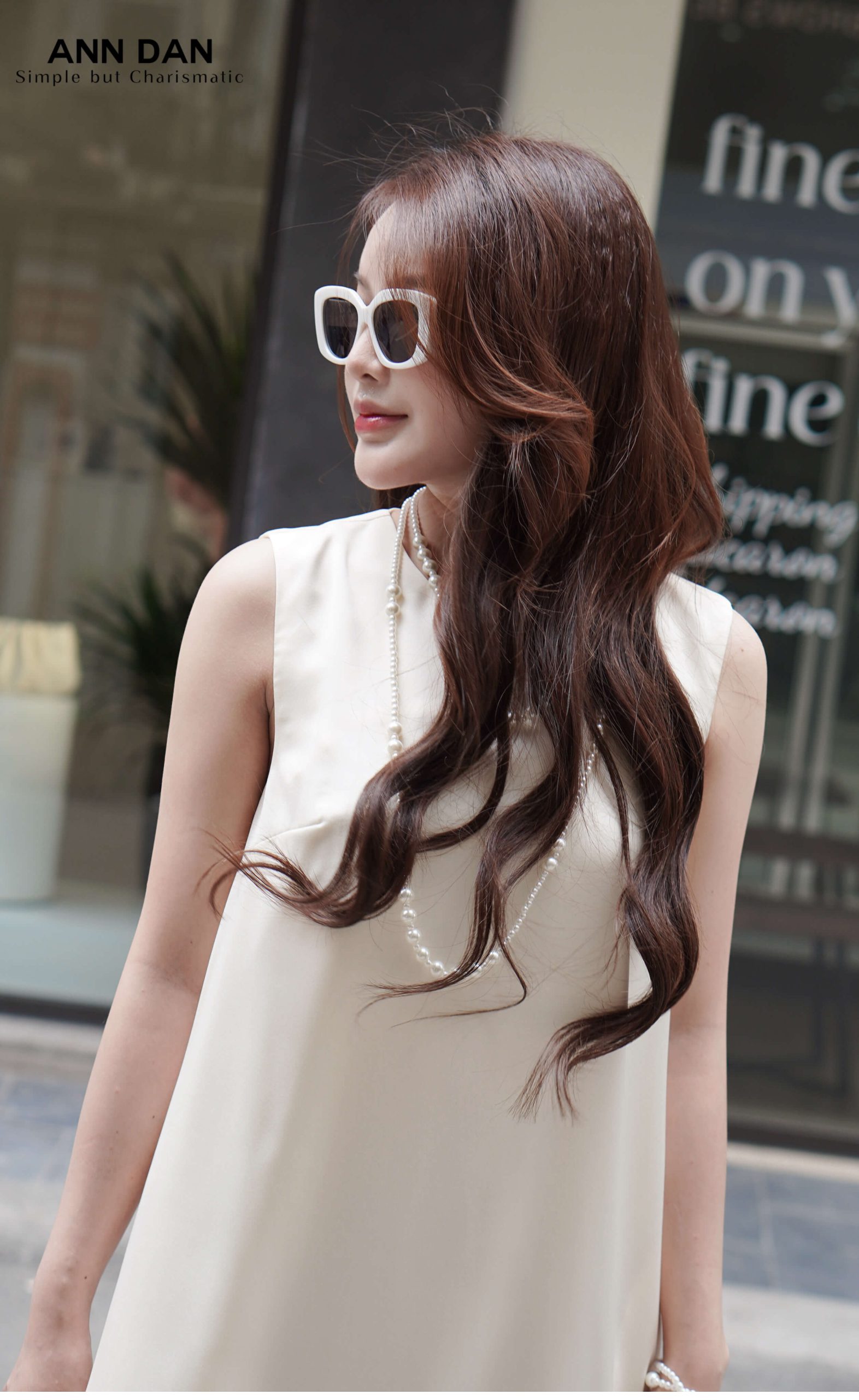 Đầm lụa ngọc trai – be