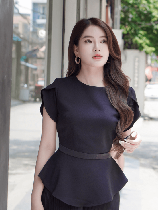 Set áo tuyết mưa phối quần dập ly - đen