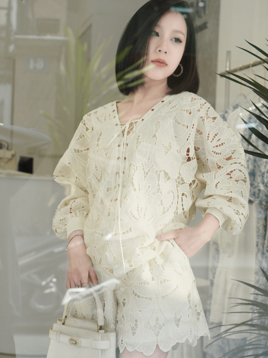 Set ren dệt dây cổ