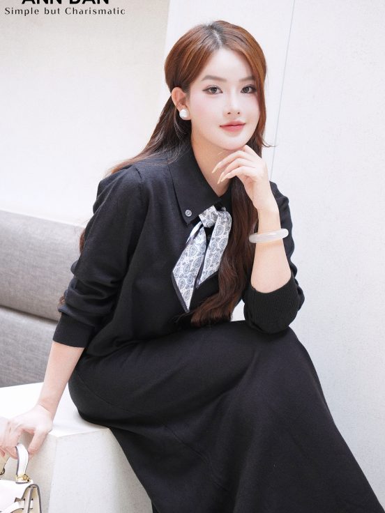 SET CỔ TIM KHĂN LỤA - ĐEN