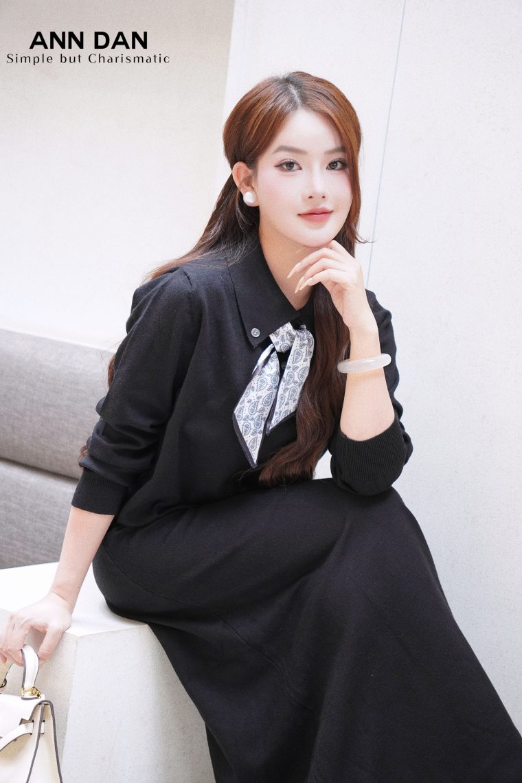 SET CỔ TIM KHĂN LỤA - ĐEN