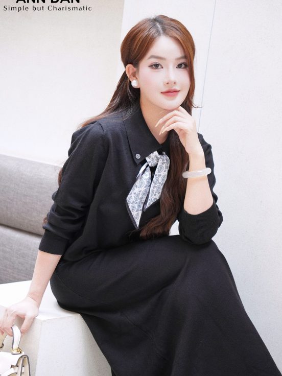 SET CỔ TIM KHĂN LỤA - ĐEN