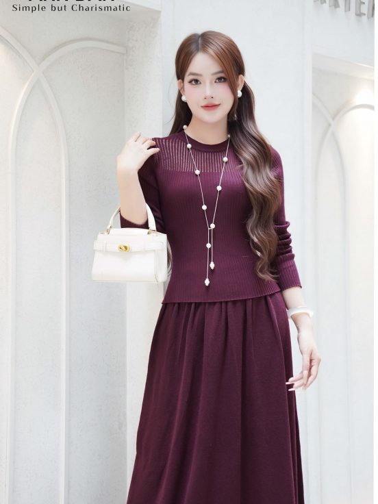 set mongtoghi lưới chân váy dài đỏ