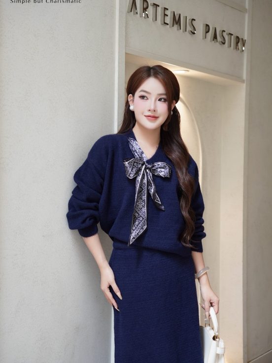 Set cổ tim khăn lụa