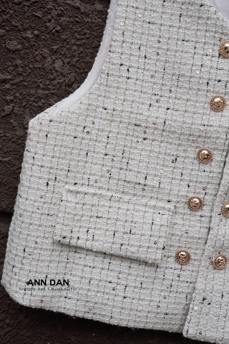 set gile dạ khuy vàng