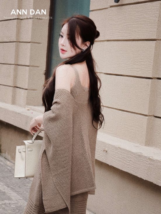 Set cardigan đan lưới