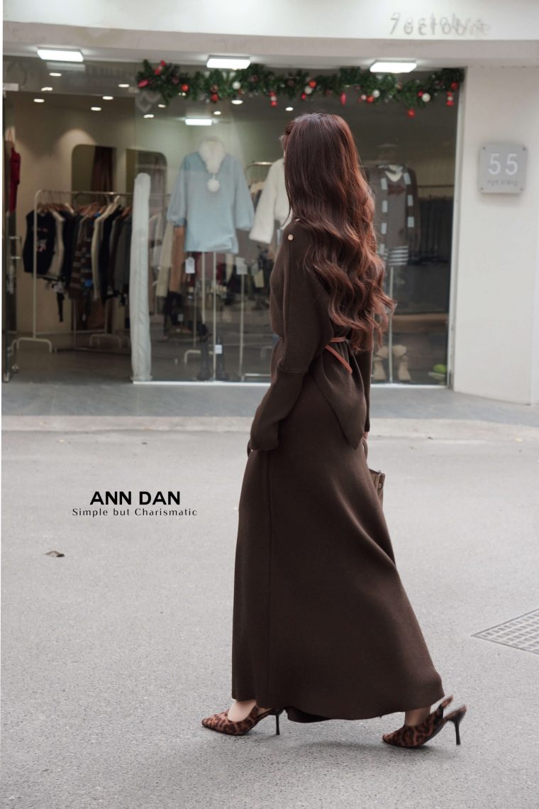 Set len cổ đổ vai nâu