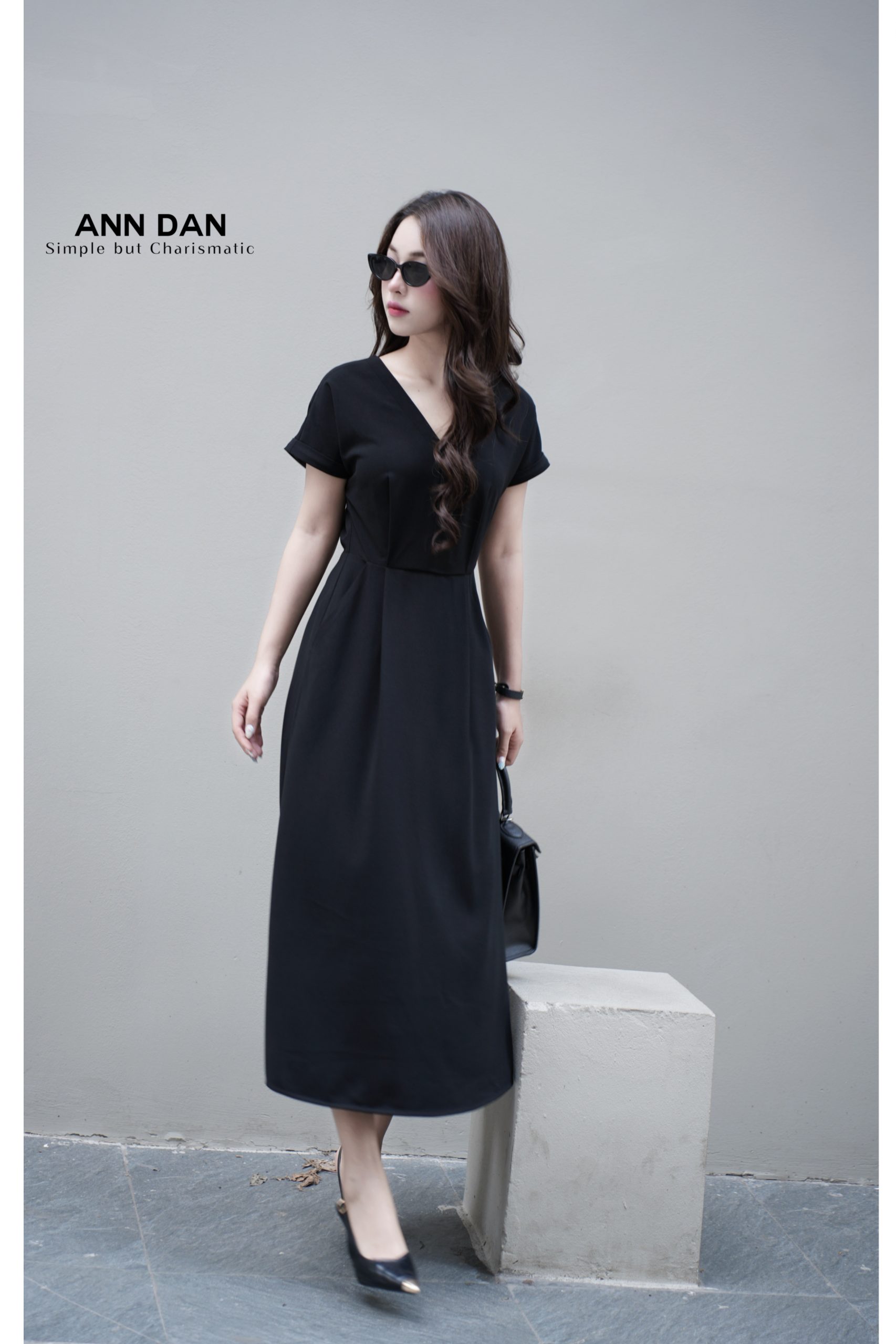 Đầm Mango Hàn - Đúp cổ V ly bụng
