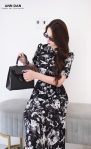 Đầm silk Nhật loang – Đen ư
