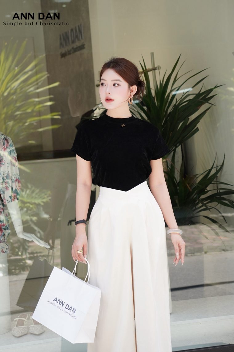 Quần be cạp chéo 5