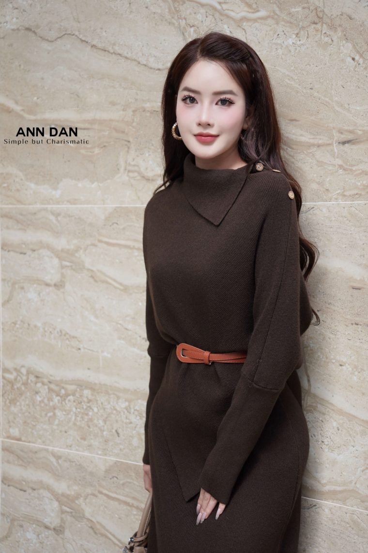 Set len cổ đổ vai nâu