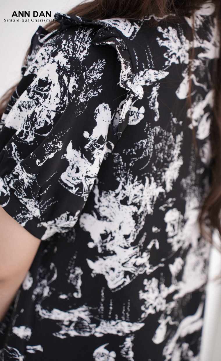 Đầm silk Nhật loang – Đen ư