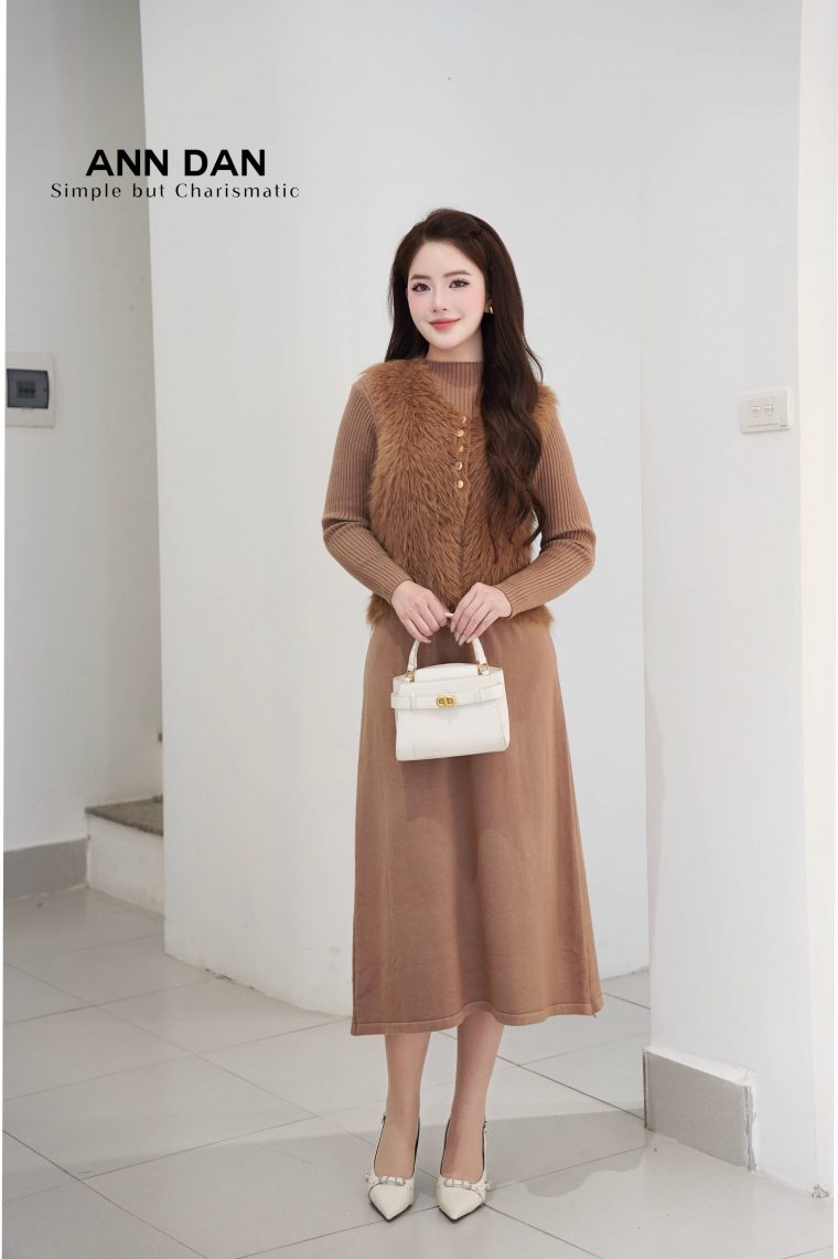 Set len lông nâu cúc đồng