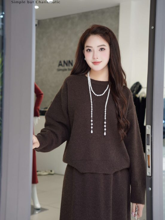 Set len áo cổ tròn