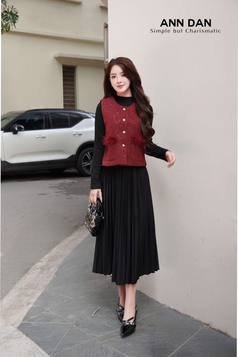 Set gile dạ kim sa