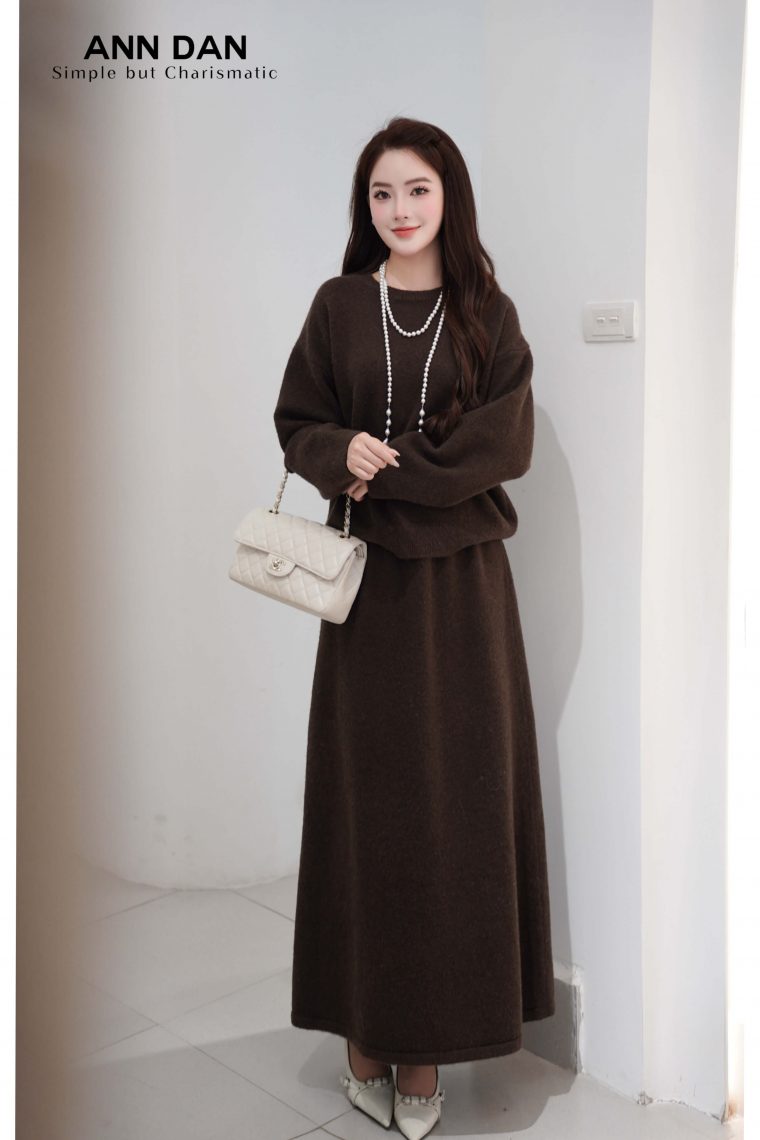 Set len áo cổ tròn