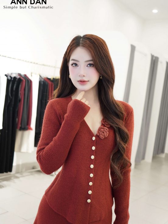 Set Cardigan Viền Hoa