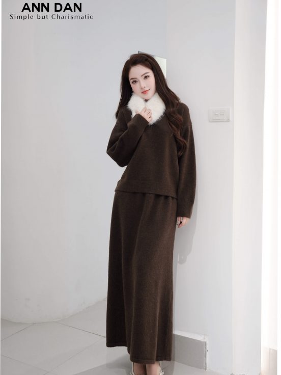 Set len áo cổ tròn