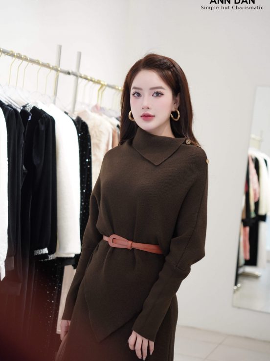 Set len cổ đổ vai nâu