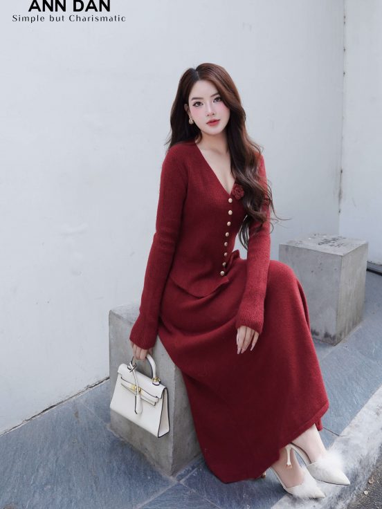 Set Cardigan Viền Hoa