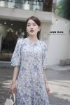 Đầm silk xanh cổ tàu đuôi cá 3