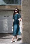 Đầm tơ bọt cổ tròn – xanh cổ vịt 5