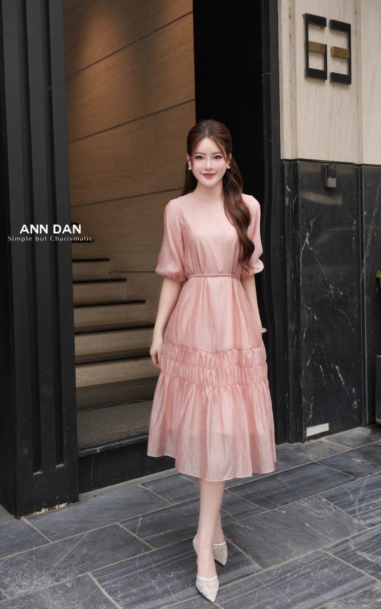 Đầm tơ bọt hồng 13