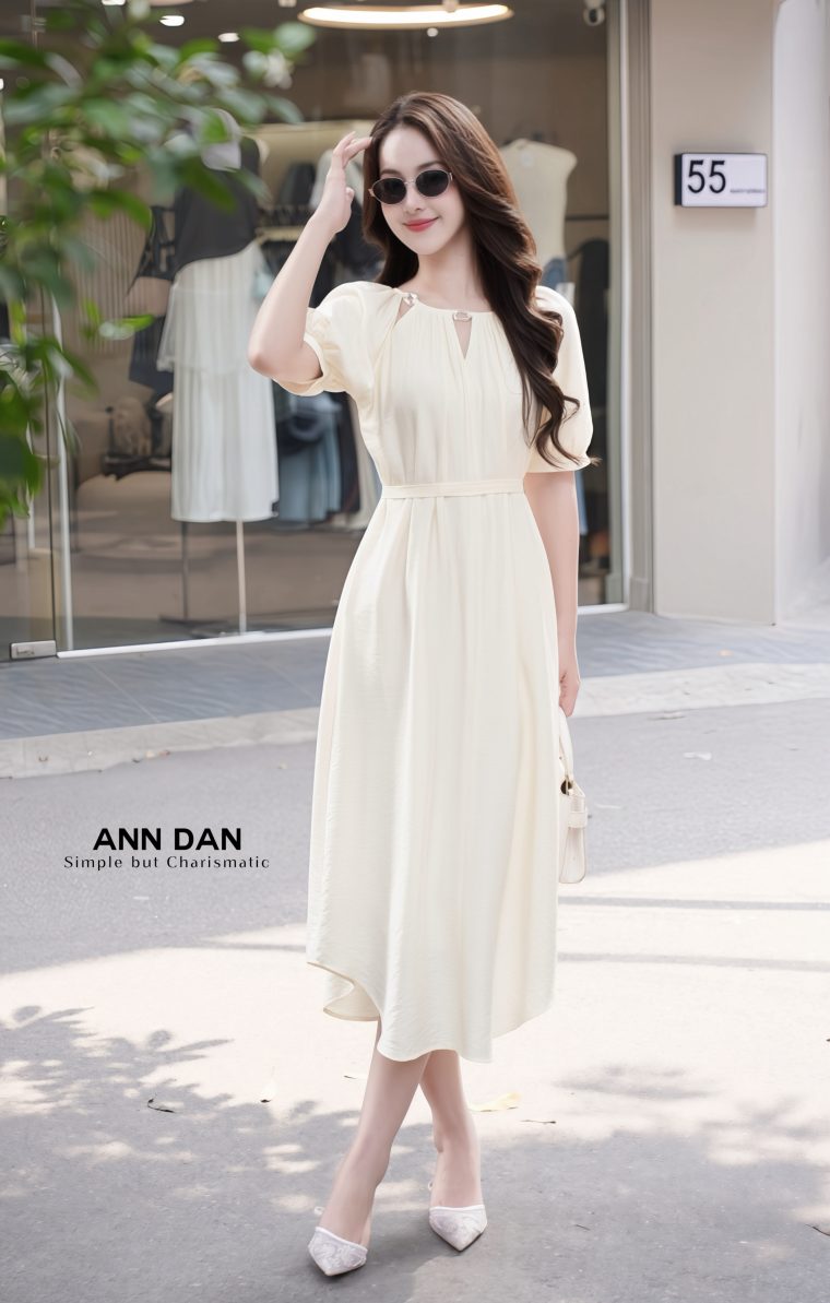 Đầm đũi xước cổ vòng