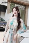 Silk Nhật loang cổ trụ kèm đai 3