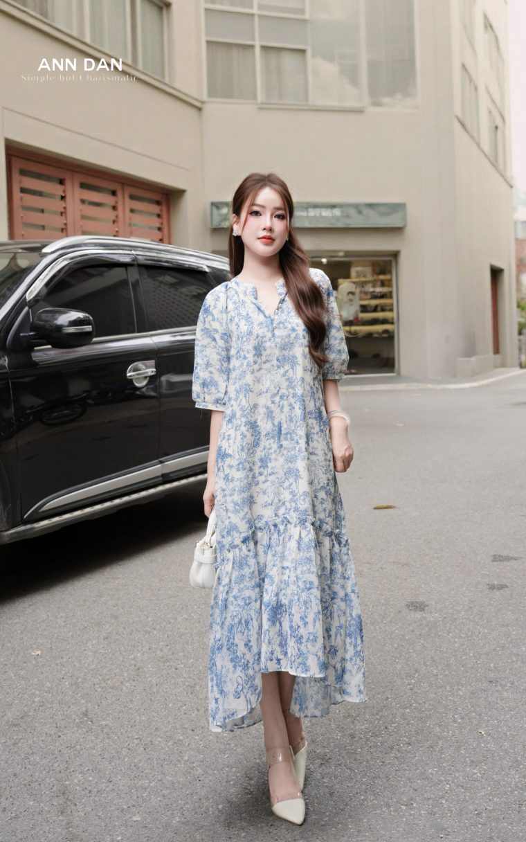 Đầm silk Nhật cổ tàu đuôi cá 5