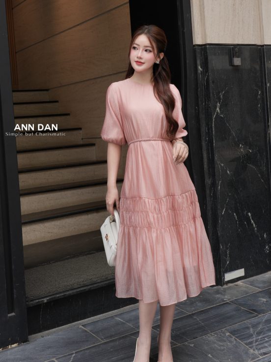 Đầm tơ bọt hồng
