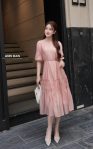Đầm tơ bọt hồng