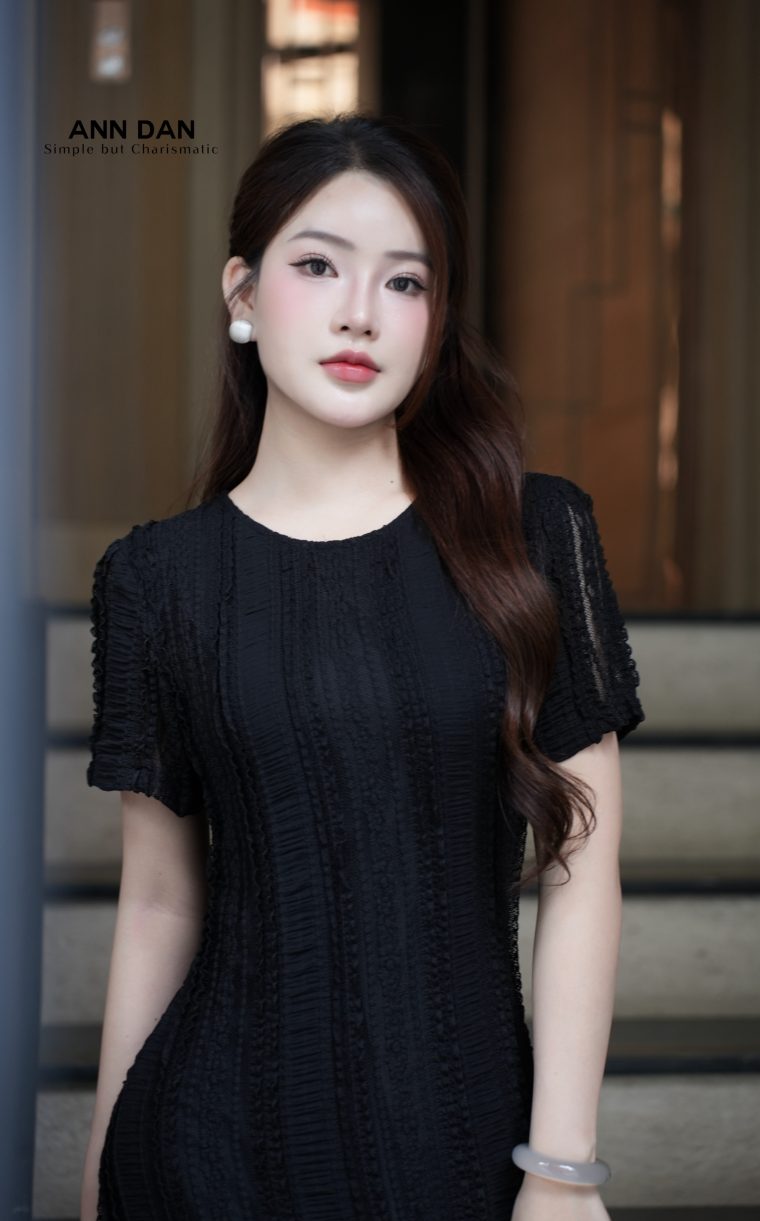 Đầm suông ren hoa lụa 1