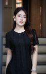 Đầm suông ren hoa lụa 1