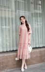 Đầm tơ bọt hồng 1