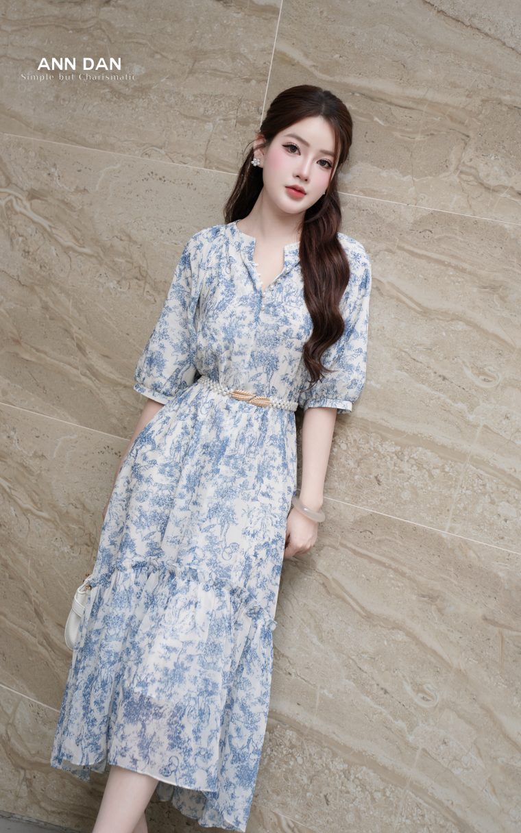 Đầm silk Nhật cổ tàu đuôi cá 2