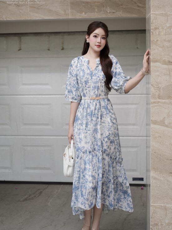 Đầm silk Nhật cổ tàu đuôi cá