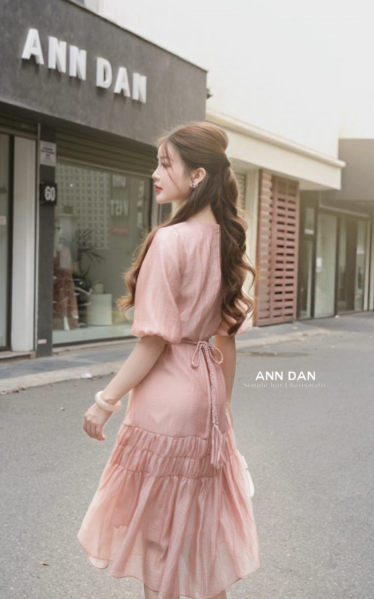 Đầm tơ bọt hồng 2