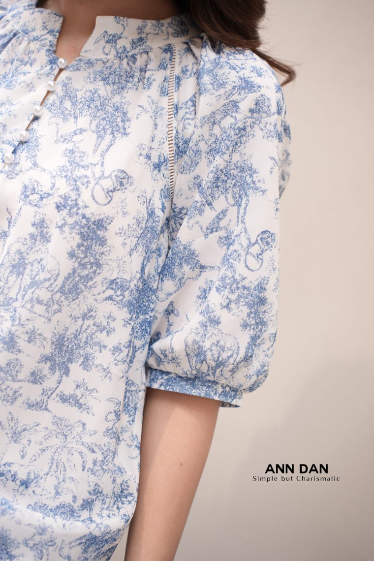 Đầm silk xanh cổ tàu đuôi cá 32