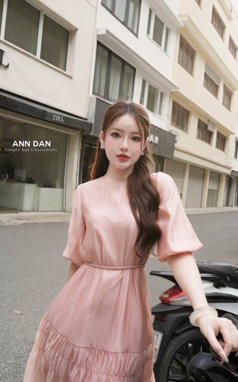 Đầm tơ bọt hồng 21