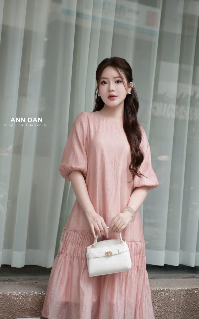 Đầm tơ bọt hồng ử