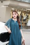 Đầm tơ bọt xanh 2